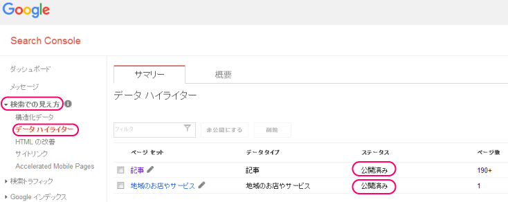 ページセットの公開