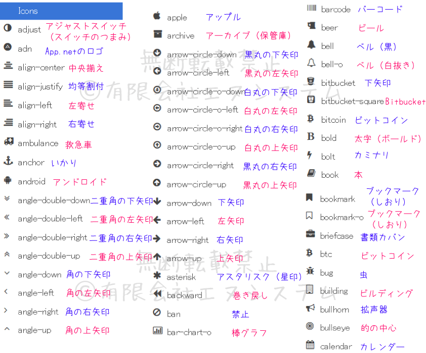 Visual Icon Fonts で入力できる絵文字の一覧1