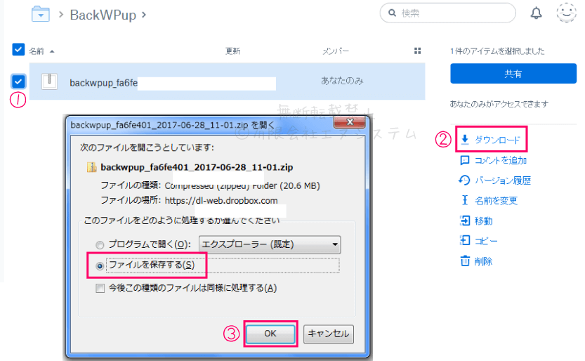 Dropboxバックアップファイル2