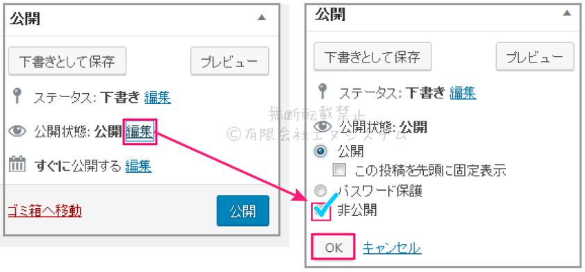 WordPress記事を非公開に