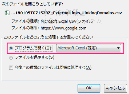 Excelでダウンロードファイルを開く