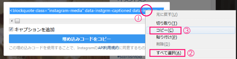 Instagramの投稿をコード引用で埋め込む2