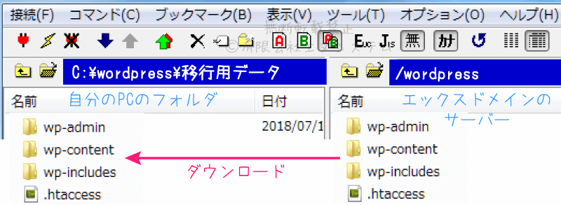 WordPressデータをダウンロード