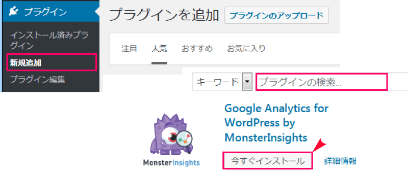 MonsterInsights のインストール