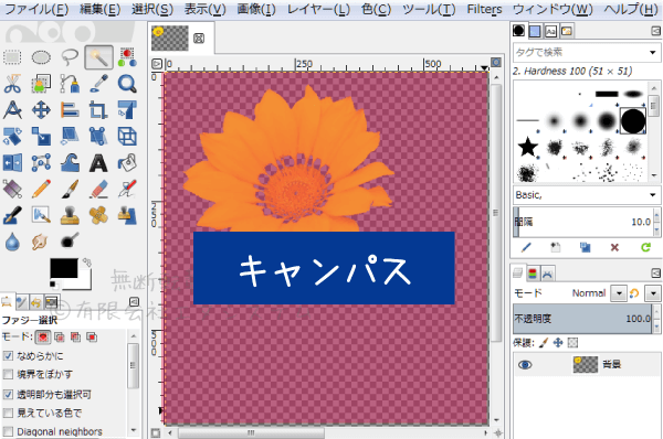 GIMP・キャンパスサイズの変更