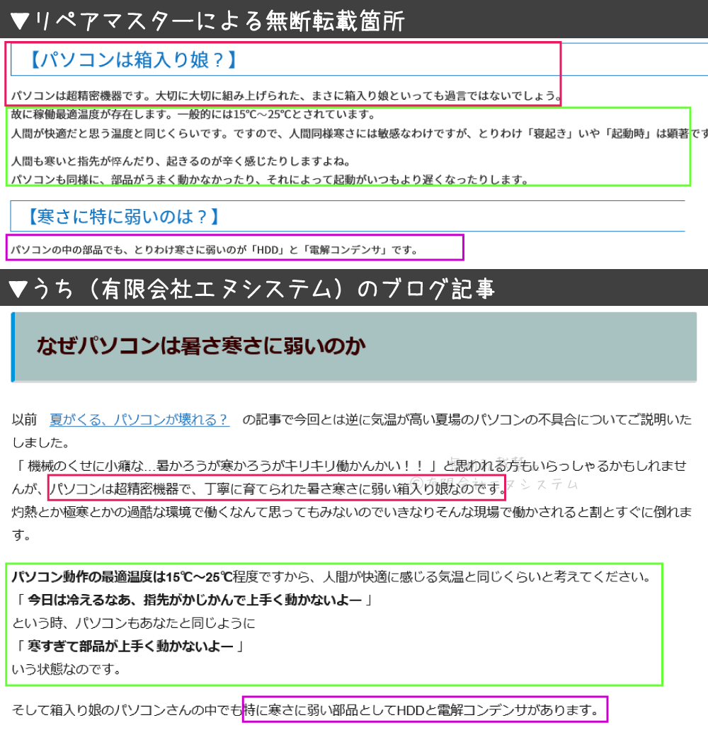 PC修理のリペアマスターによる著作権侵害
