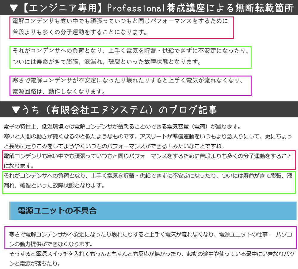 Professional養成講座による著作権侵害2